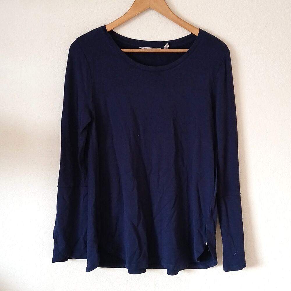 Soft Surroundings navy blue long sleeve knit top